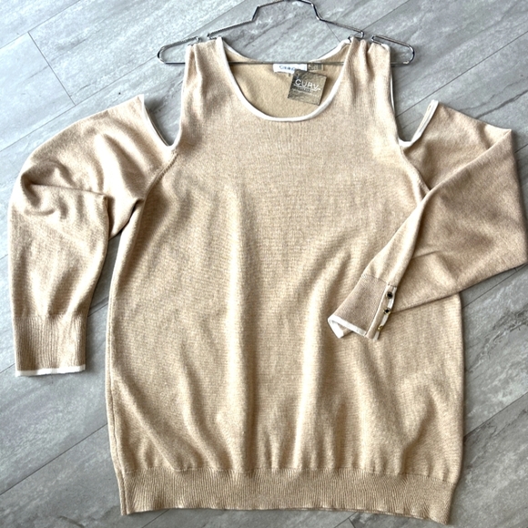 CALVIN KLEIN COLD SHOLDER LIGHTWEIGHT SWEATER - Picture 1 of 4